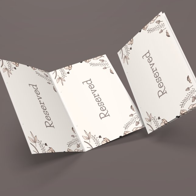 Cartão De Mesa Tema de Casamento Floral Brown (Reserved card to keep on guests table to make proper seating arrangements)