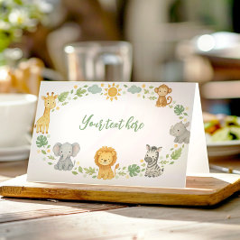 Cartão De Mesa Tenda de Comida de Aniversário de Animais da Selva