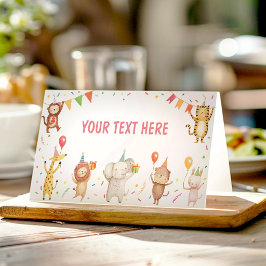Cartão De Mesa Tenda de Comida de Aniversário de Crianças Animais