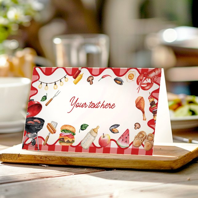 Cartão De Mesa Tenda de Comida para Chá de Bebê BBQ (Criador carregado)