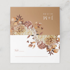Cartão De Mesa Terca de Outono Dourada Placa Floral de Aquarela C