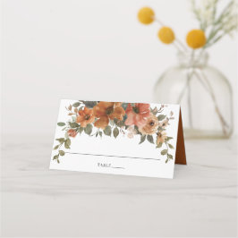 Cartão De Mesa Terracotta Burnt Orange Rust Casamento outono Flor