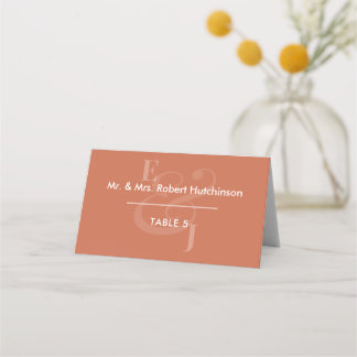 Cartão De Mesa Terracotta Casamento Ampersand Reverso | Assento D
