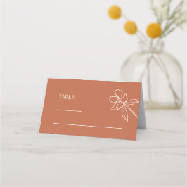 Cartão De Mesa Terracotta Casamento Floral Mínimo