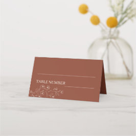 Cartão De Mesa Terracotta e Marfim Pequeno Casamento Floral Boho