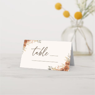Cartão De Mesa Terracotta Fall Floral Number Casamento
