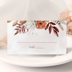 Cartão De Mesa Terracotta Flores Rústicas Boho Folhagem de Outono