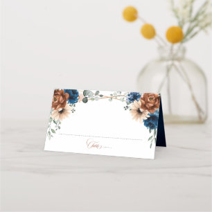 Cartão De Mesa Terracotta Marinho Blue Greenery Casamento Geométr