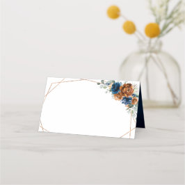 Cartão De Mesa Terracotta Marinho Blue Greenery Casamento Geométr