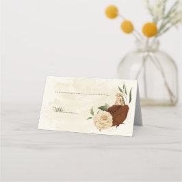 Cartão De Mesa terracotta terra-tona floral casamento verde