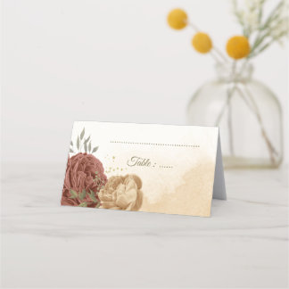 Cartão De Mesa terracotta terra-tona floral casamento verde