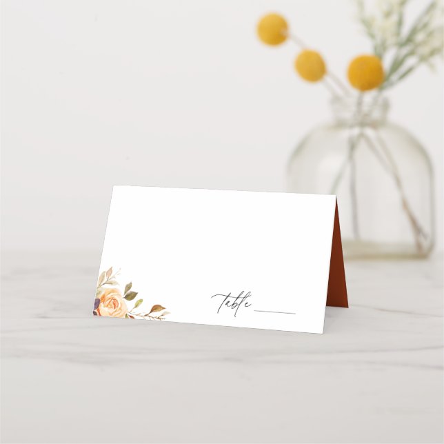 Cartão De Mesa Terthy Autumn Floral Wedding (Frente)