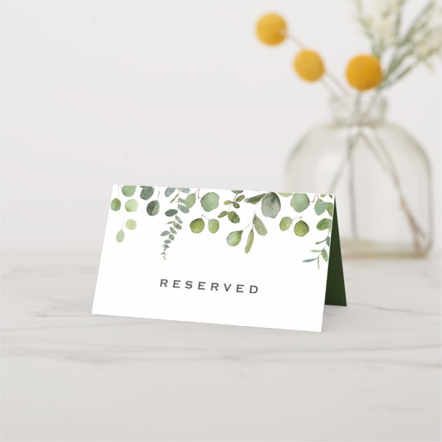 Cartão De Mesa Texto Personalizado Reservado Eucalyptus Wedding (Frente)