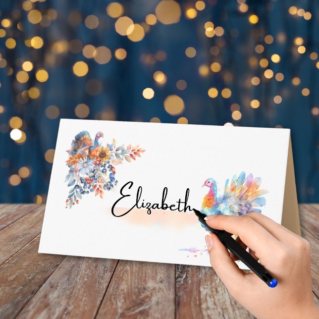 Cartão De Mesa Thanksgiving Turkey Folded Place Card (Criador carregado)