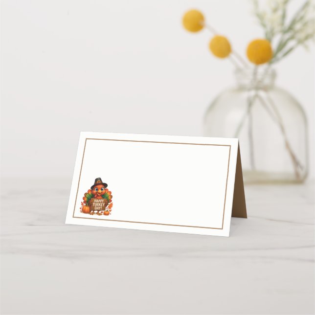 Cartão De Mesa Thanksgiving Turkey Name Place Cards (Frente)