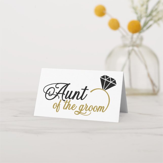 Cartão De Mesa Tia Do Anel De Diamante Do Groom (Frente)
