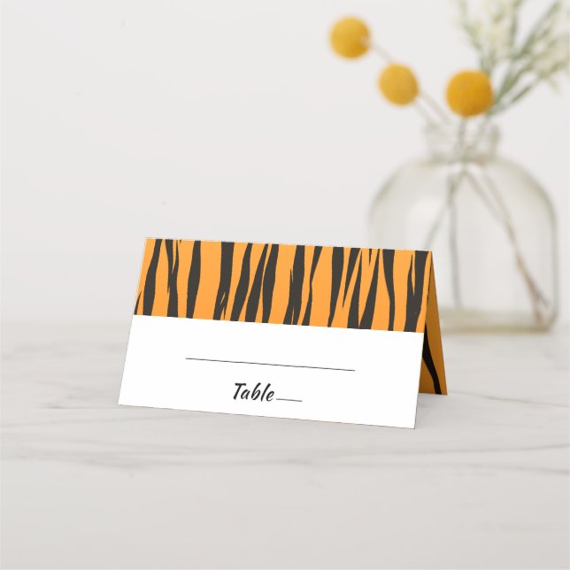 Cartão De Mesa Tigre Boêmia Stripe Dourada Negra (Frente)