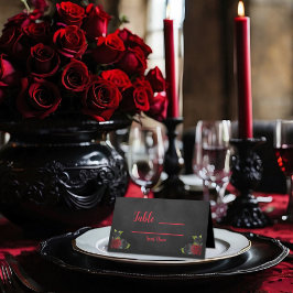Cartão De Mesa Til Death Do U Party Gothic Red & Black Rosas
