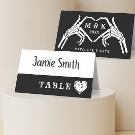 Cartão De Mesa Til Death Nos Parte Casamento Preto De Mão Coração
