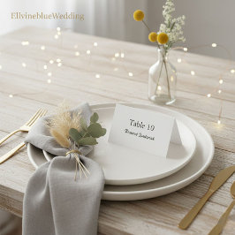 Cartão De Mesa Tipografia Minimalista Elegante, Nome do Convidado
