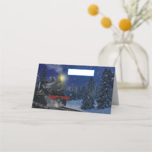 Cartão De Mesa Trem de Natal na neve
