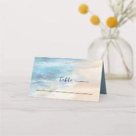 Cartão De Mesa Trendy Beach Watercolor Ocean Christian Weding