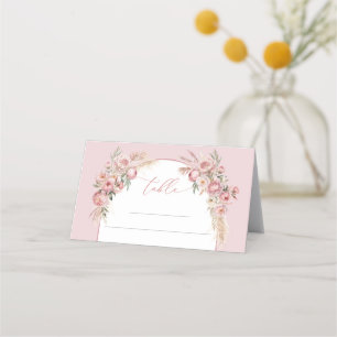 Cartão De Mesa Trendy Boho Arch pincel peonias rosa pampas sage