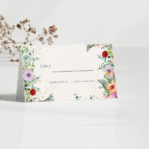 Cartão De Mesa Trendy Chic Wildflower Floral Recepção de casament
