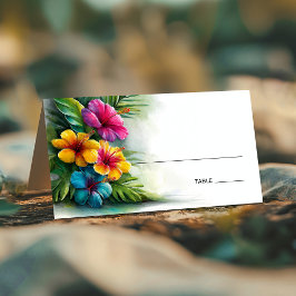 Cartão De Mesa Tropical Hibiscus Wedding Place Card