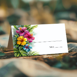 Cartão De Mesa Tropical Hibiscus Wedding Place Card