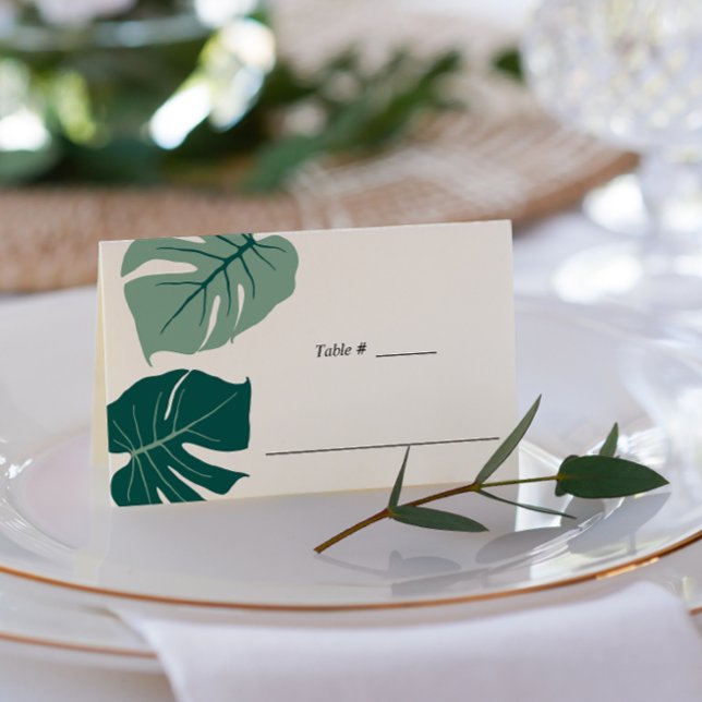 Cartão De Mesa Tropical Monstera Green | mesa de casamento (Criador carregado)