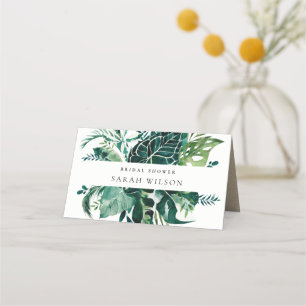 Cartão De Mesa Tropical Monstera Verde Fauna Folhagem Chuveiro de