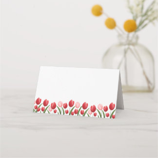 Cartão De Mesa Tulipa rosa e vermelha da ventoinha Elegante Prima