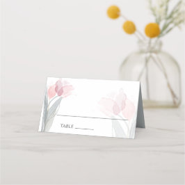 Cartão De Mesa Tulipas Rosa-Primavera de Cor-de-Água Moderna
