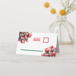 Cartão De Mesa tulipas vermelhas brilhantes por aquarelas - Placa
