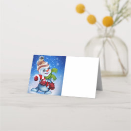 Cartão De Mesa Um boneco de neve festivo    