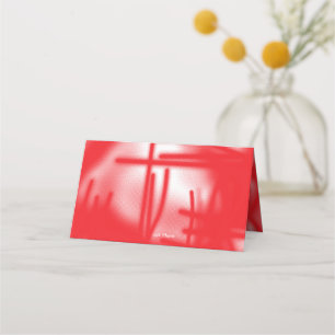 Cartão De Mesa Um design gráfico com vermelho e laranja em negrit