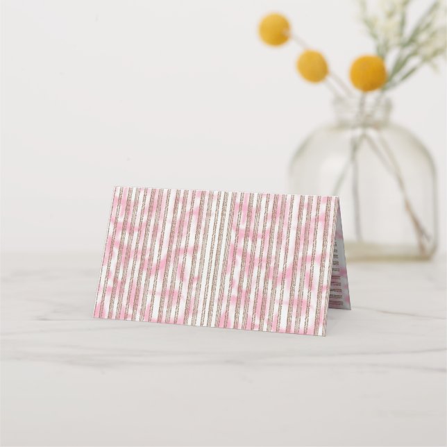 Cartão De Mesa um fundo listrado rosa e branco (Frente)