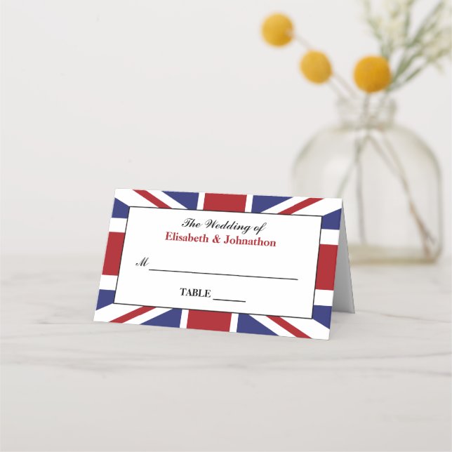 Cartão De Mesa Union Jack Flag British Wedding (Frente)