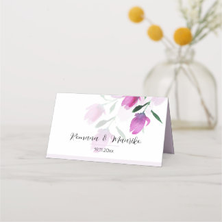 Cartão De Mesa Uniquidade De Flores Violetas De Arte Por Aquarela