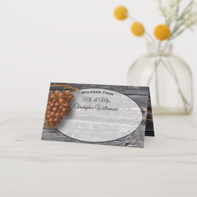 Cartão De Mesa Uvas de Vinho de Madeira para Casamento de Fios ao (Frente)