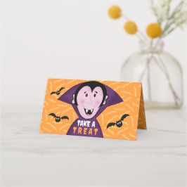 Cartão De Mesa Vampiro Drácula Morcegos Crianças Fofo Feliz Hallo