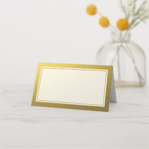 Cartão De Mesa Vazio de Borda de Glitter Dourada Elegante