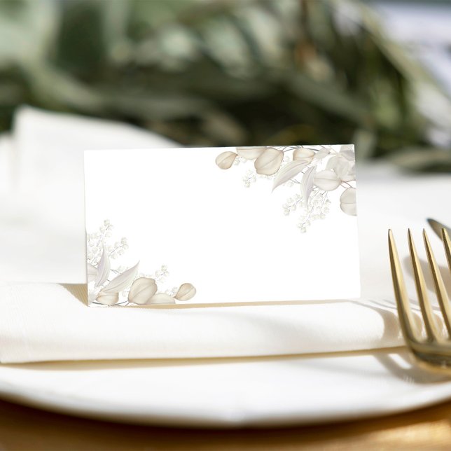 Cartão De Mesa Vazio De Recepção De Vidro Verde De Casamento (Sage green foliage Simple blank place card.)