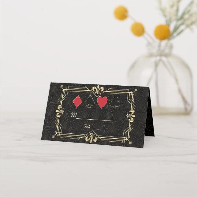 Cartão De Mesa Vegas Casino Royale Art Deco Bachelor Party (Verso)