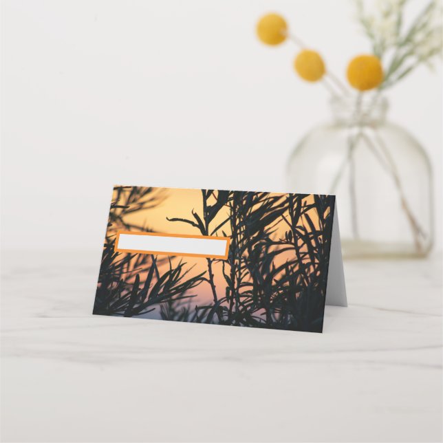Cartão De Mesa Vegetação no pôr do sol (Frente)