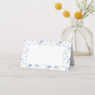 Cartão De Mesa Verdadeiro francês Vintage Blue Floral Jouy