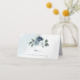 Cartão De Mesa verde floral branco romântico e azul