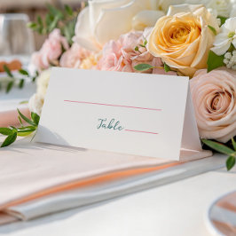 Cartão De Mesa Verde rosa manuscrito