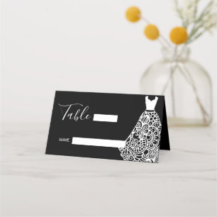 Cartão De Mesa Vestido de Casamento Branco